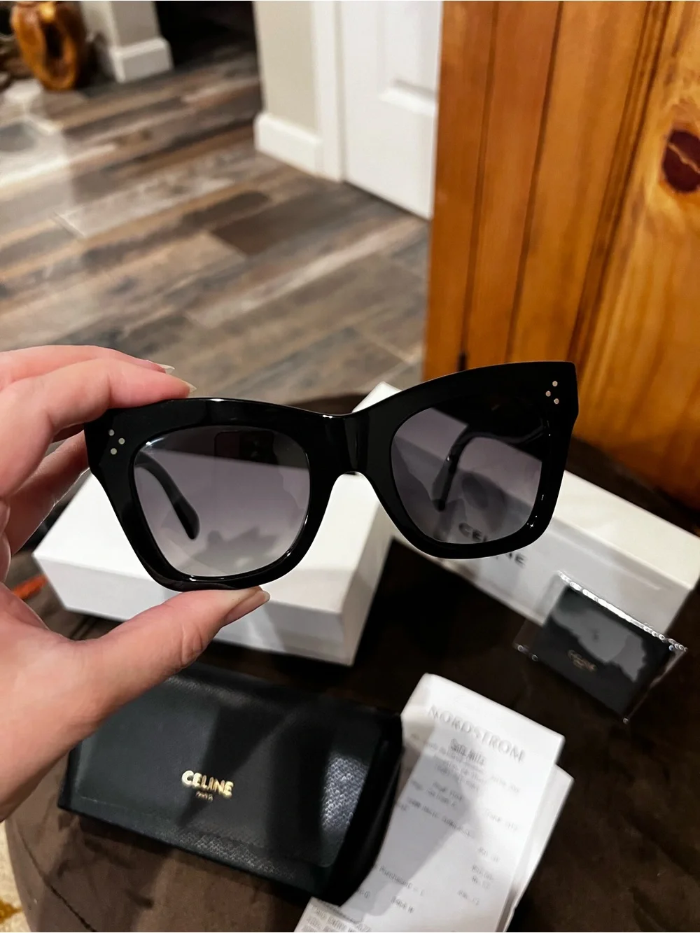 Celine Black Oversized Square Cat-Eye Sunglasses 50MM